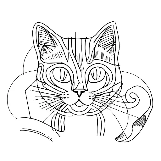 Cat Silhouete Sitted From The Back