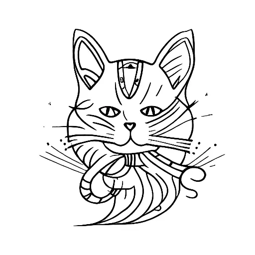 Cat Silhouete Sitted From The Back