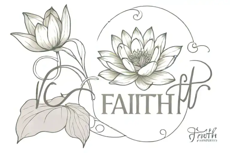 The Word Faith With A Waterlily Blooming Underneath