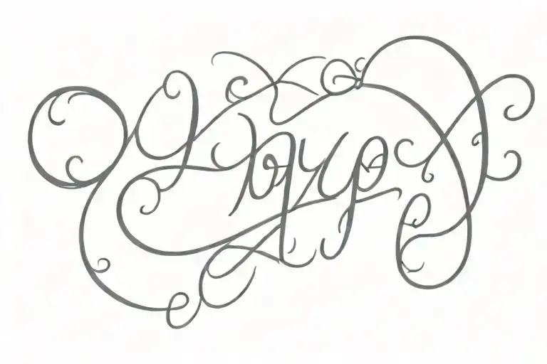 Tiny Script Writing Saying Joy Written