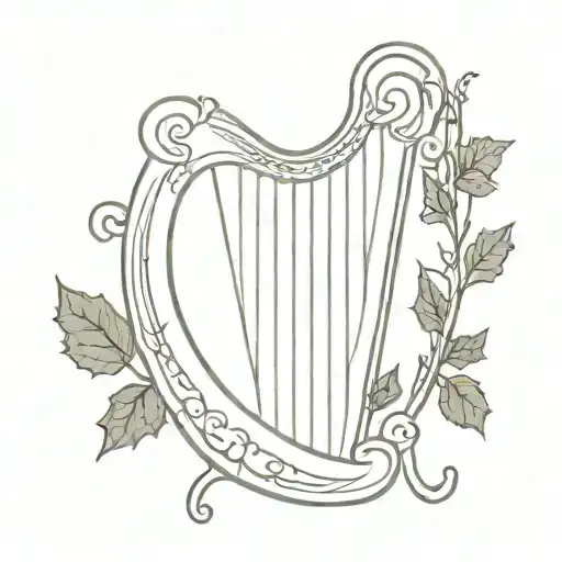 Harp With Holly Leaf