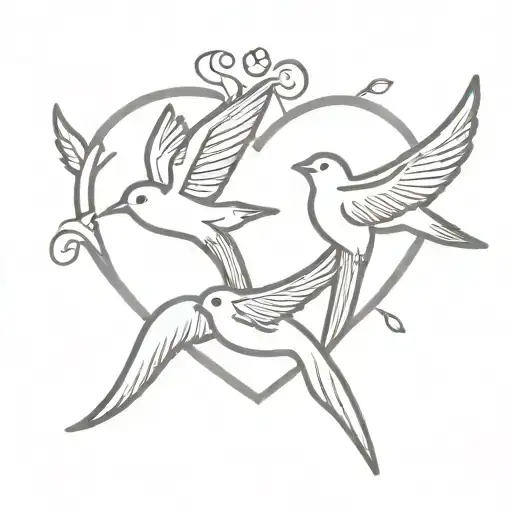 Swallow And Love Heart