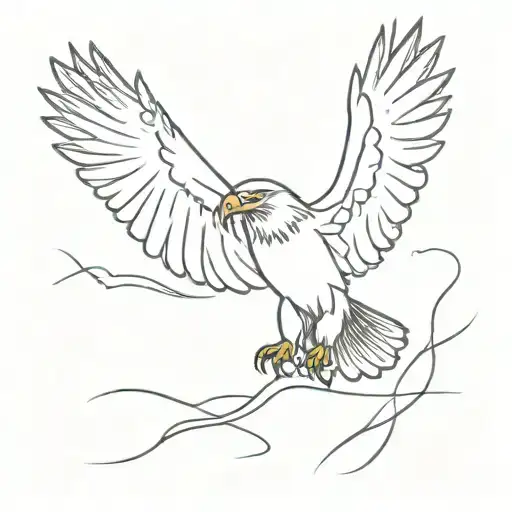 An Eagle With A Fledgling Flies With Its Wings Spread