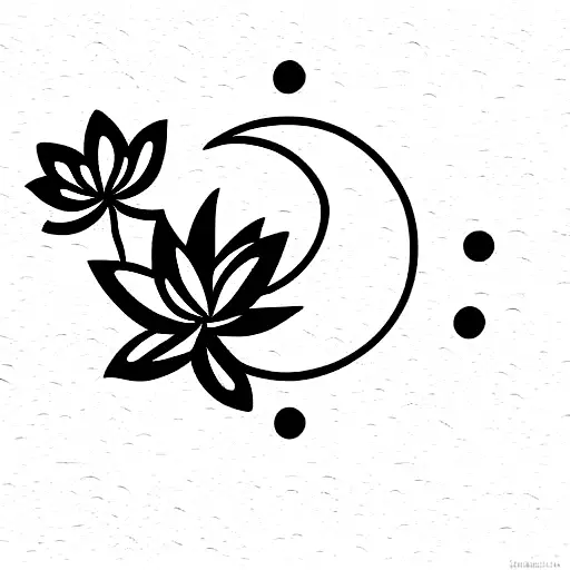 Moon With Lotus And Sea