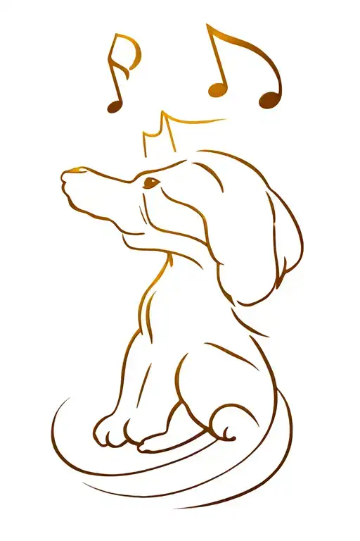 Musical Notes And Golden Retriever