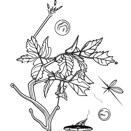 Tomato Plant Branch With Lightning Bug