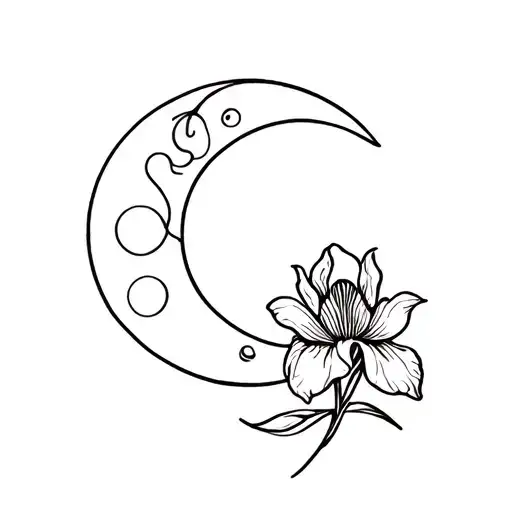 Cresent Moon And Iris Flower