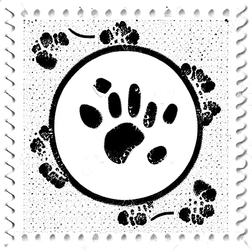Postage Stamp With Dog Paw Print