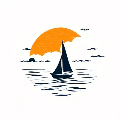 Sailboat On The Sea With The Sun In The Background