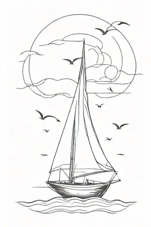 Sail Boat Vertical Line