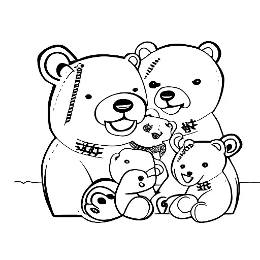 Bear With Four Cubs