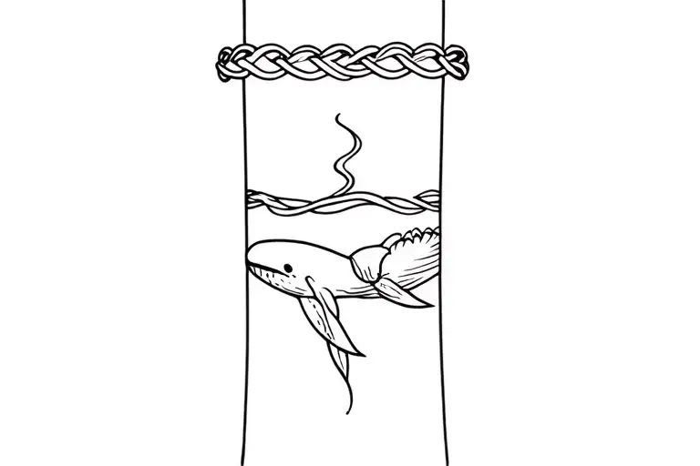 Bracelet For My Forearm With Sea Motiveon Front And A Whale Tale Sticking From The Sea On The Back