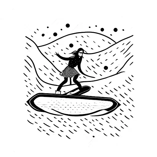 Female On A Snowboard