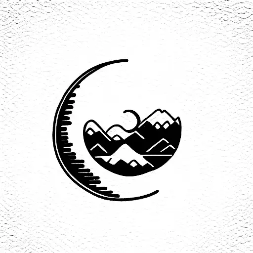 Moon With An Eye And Mountains
