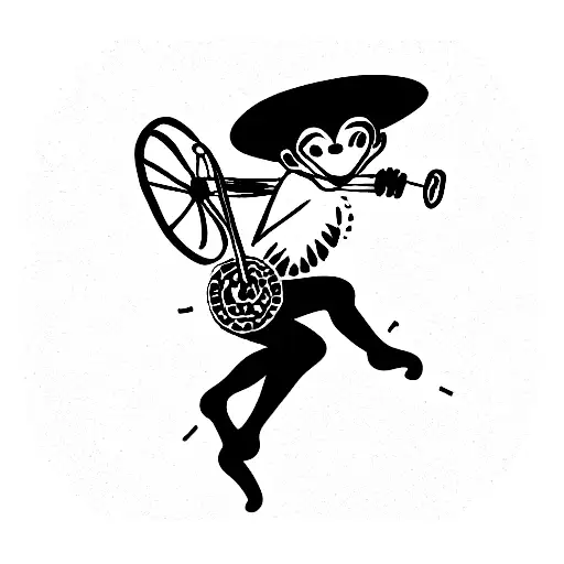 Monkey Riding A Unicycle Playing A Banjo Wearing A Sombrero