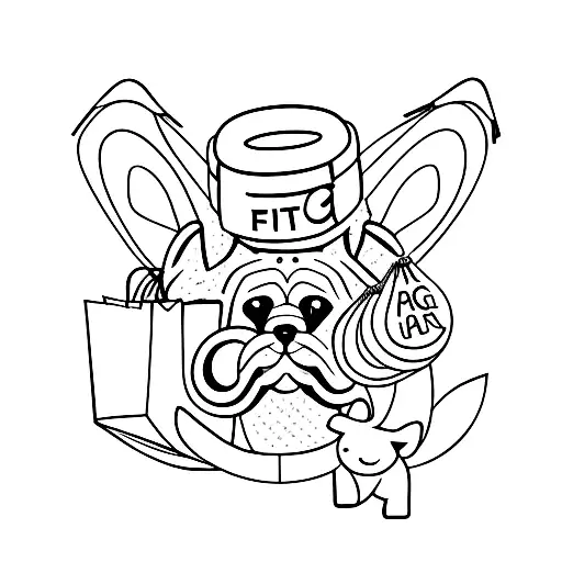 A Traditional Tattoo Of A Shopping Bag With A Cute Dog Peeking Out Of It