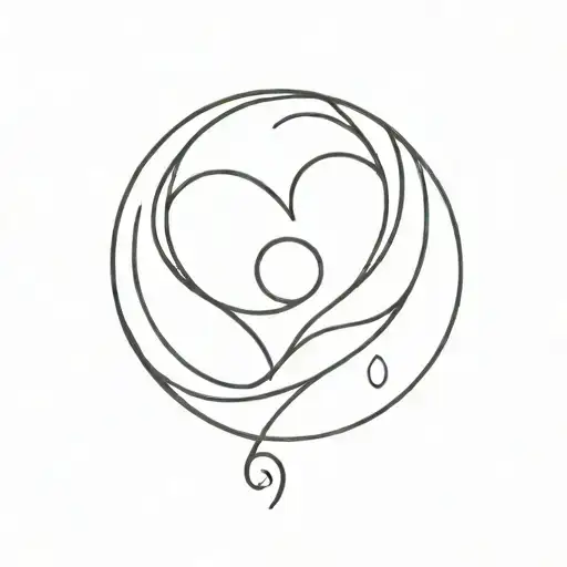 Moon Heart In Delicate Lines For Women