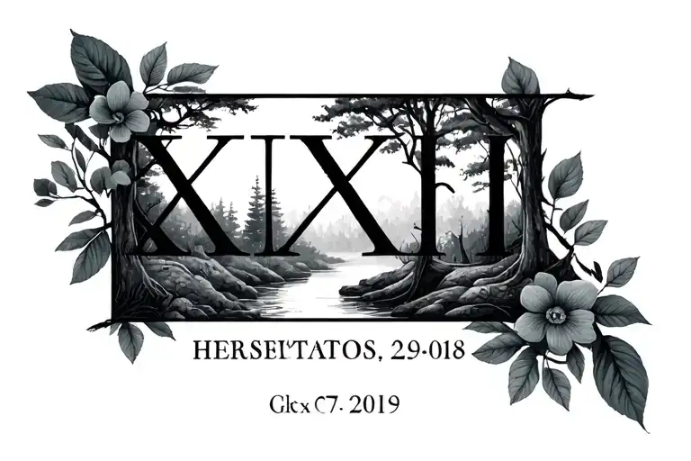 Roman Numeral Birthdate With Surround Nature Scene