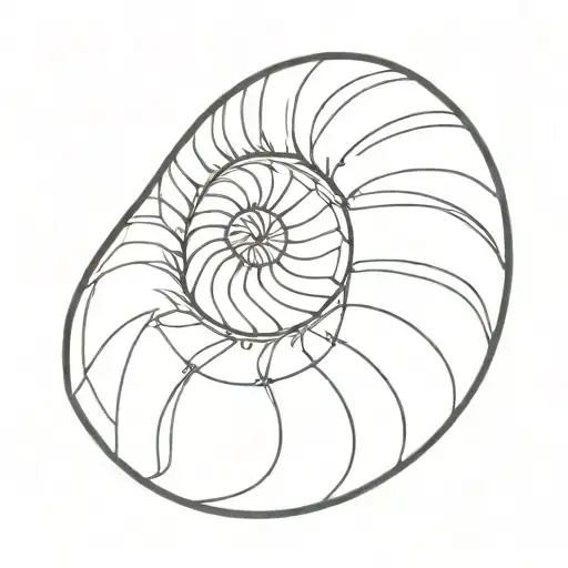 Spiral Seashell Nautilus Thin Line