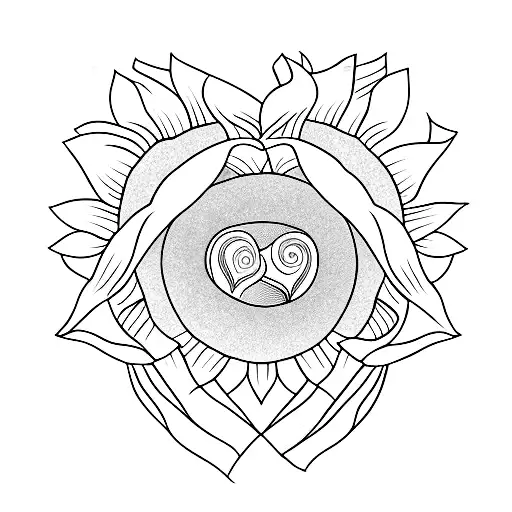 Sunflower Exploding From A Heart