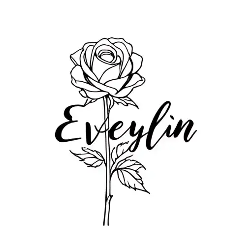 Rose Evelyn Name Incorporated Within Stem Rose