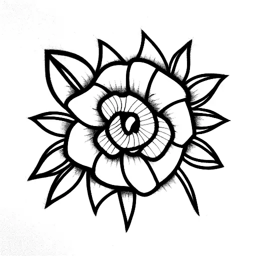 Flower Sitting On Pumpkin Line Work