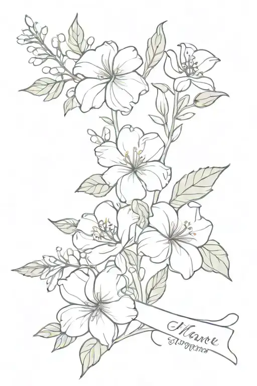 Birth Flower Bouquet With Names Intertwined