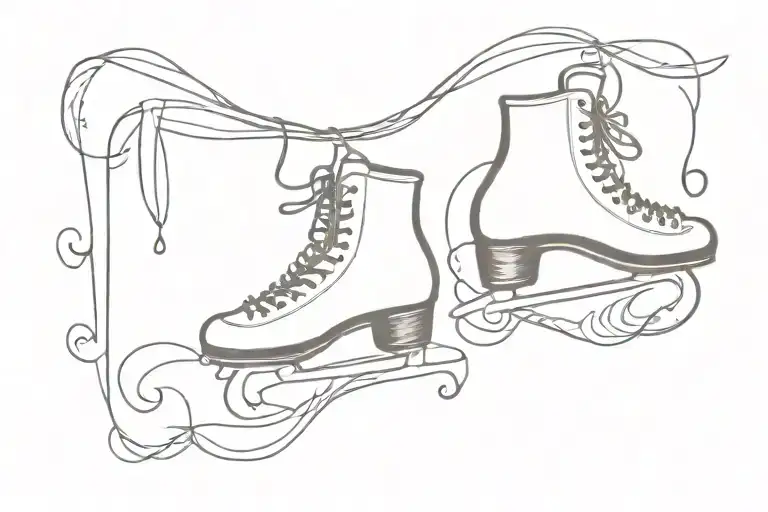 Figure Skates Hanging From A Heartbeat Rhythm Line