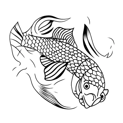Black And Red Koi Fish