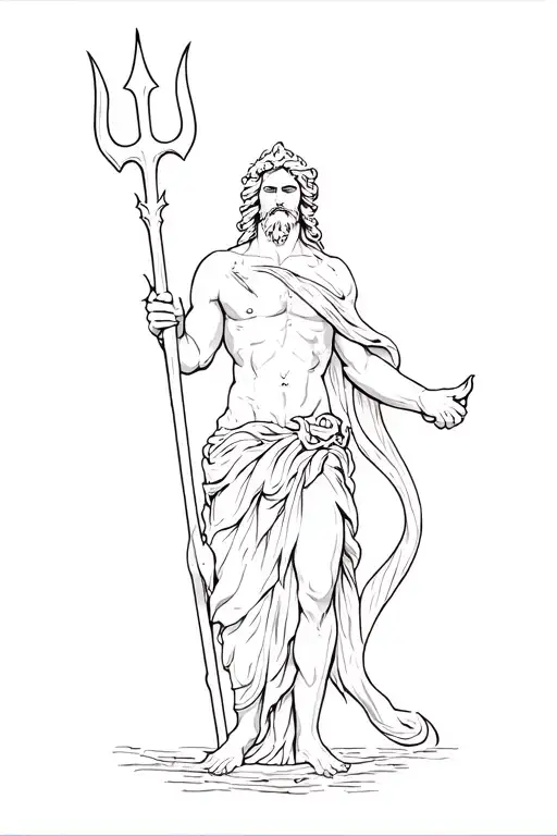 Poseidon Holding A Trident