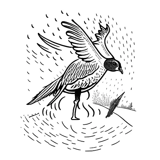 A Hunter Hunting A Pheasant In The Rain