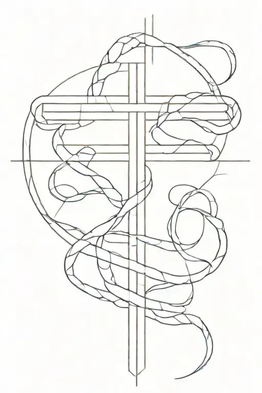 A Minimalist Representation Of A Medical Cross With Snake Silhouette