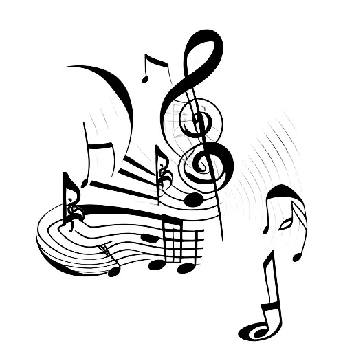 A Minimalist Tattoo Of A Music Note Shaped Like An Animal