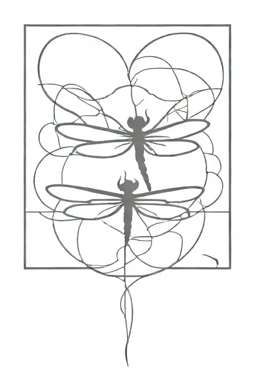 Heartbeat Turning Into Dragonfly Outline