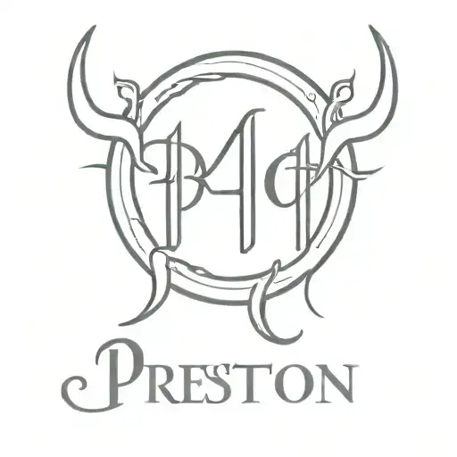 The Name Preston Gothic Font With Devil Horns Minimalistic