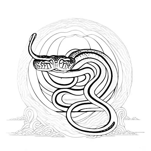 A Snake Wrapped Around An 80S Rock Album Cover With Anime-inspired Artwork