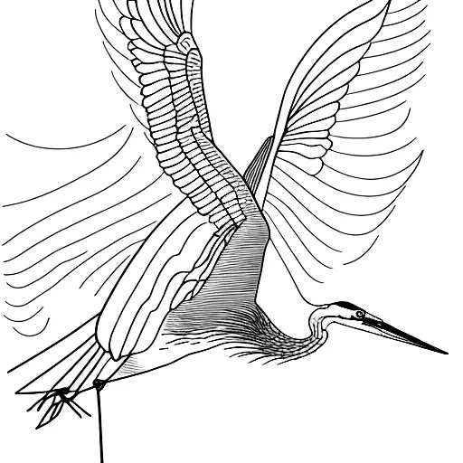 Blue Heron Flying Continuous Line