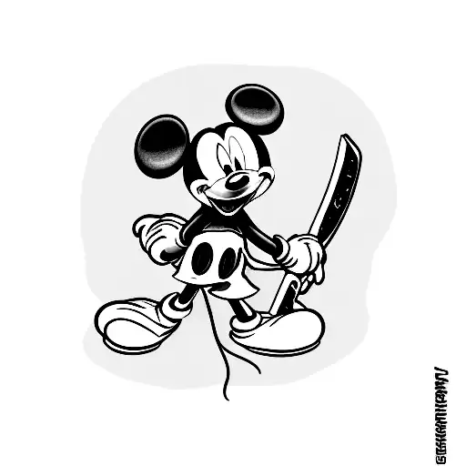 Evil Mickey Mouse With Chainsaw