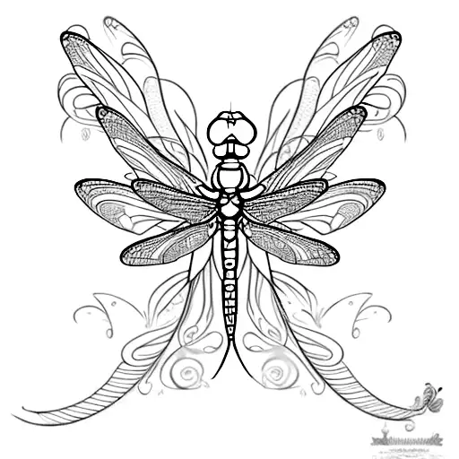 A Dragonfly Silhouette With Its Wings Composed Of Musical Notes