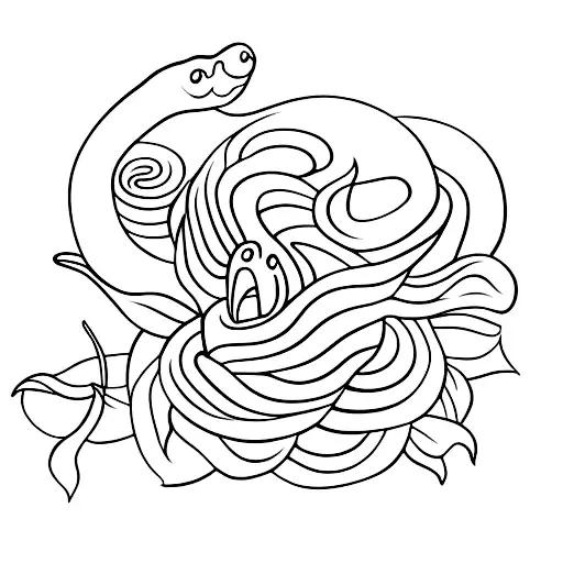 Snake In A Lilly Flower