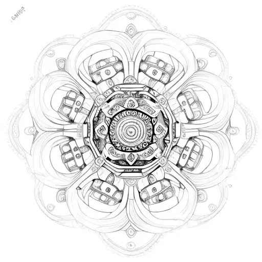 An Intricate Design Of Car Engine Parts Forming A Mandala