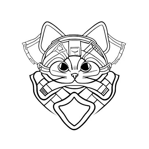 A Minimalist Tattoo Of A Cat Wearing A Jedi Robe From Star Wars