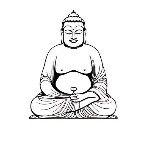Fat Buddha Meditating And Seriously Without Smiling