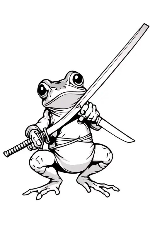 Ninja Frog Holding Katana Sword