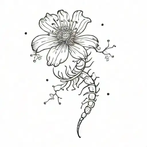 Scorpio Constellation With Chrysanthemum Flower