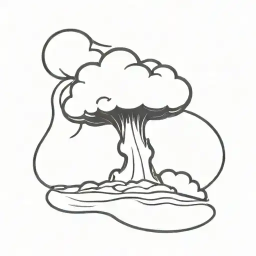 An Abstract Nuclear Explosion Mushroom Cloud In An Abstract Black Line Frame
