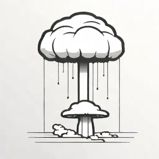 An Abstract Nuclear Explosion Mushroom Cloud In An Abstract Black Line Frame