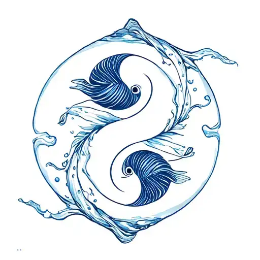 Yin And Yang Symbol But Fishes In Water