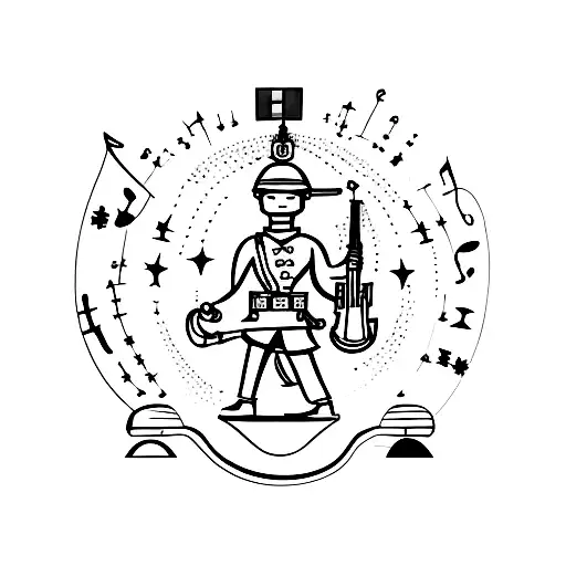 A Silhouette Of A Soldier Saluting With Musical Notes In The Background