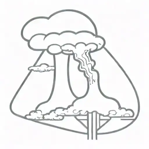 An Abstract Nuclear Explosion Mushroom Cloud In An Abstract Black Line Frame